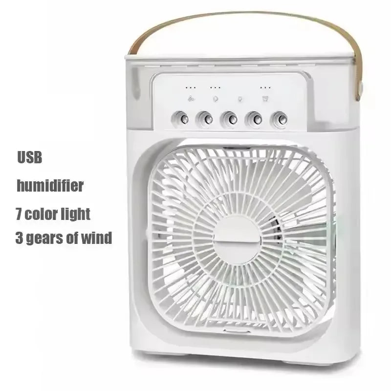 3-in-1 Portable Air Cooler, Humidifier & Fan – USB Mini AC with LED Light for Home, Office or Camping