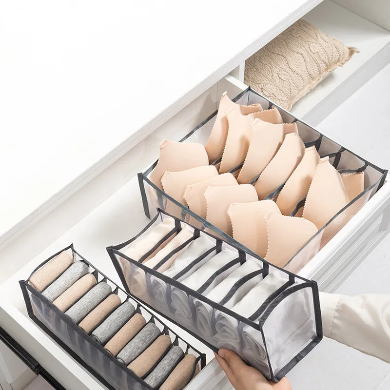 Foldable Underwear Drawer Organizer – Nylon Mesh Storage Box for Bras, Socks, Pants & More (1Pc)