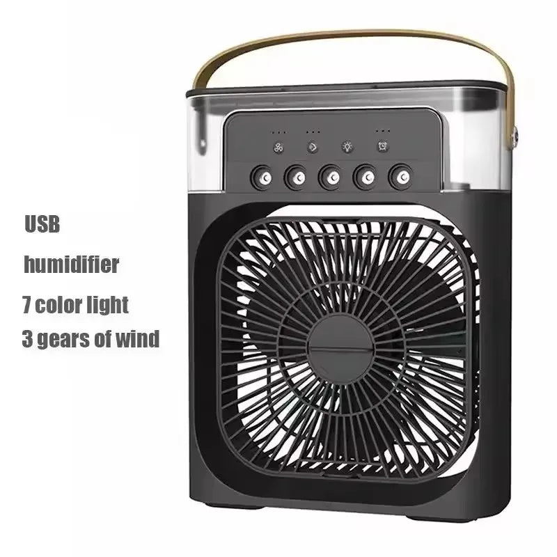 3-in-1 Portable Air Cooler, Humidifier & Fan – USB Mini AC with LED Light for Home, Office or Camping