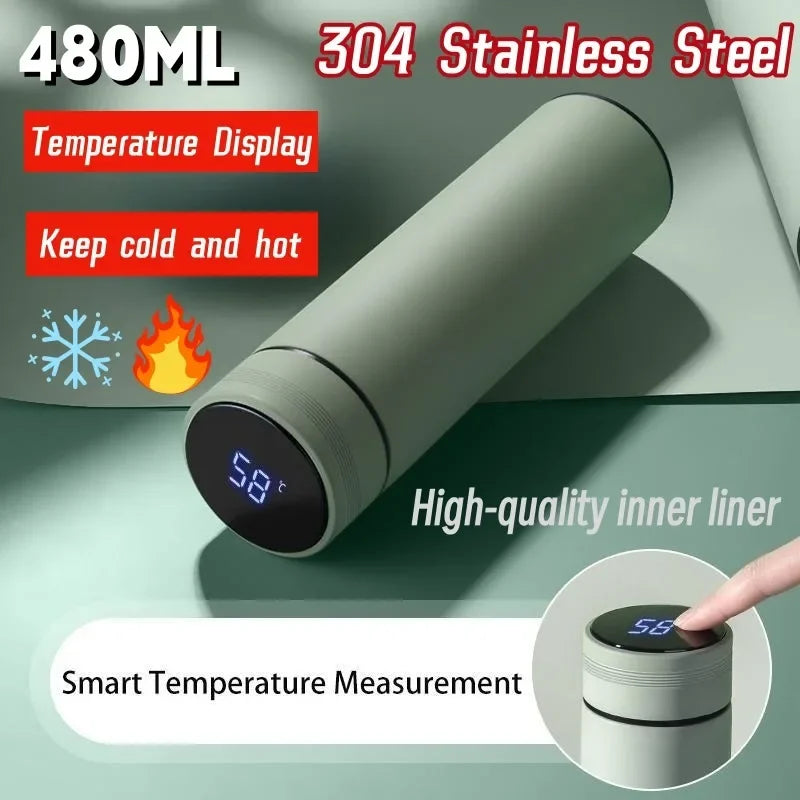 Smart Stainless Steel Thermos Bottle 500ml – LED Temperature Display, Leakproof, Keeps Drinks Hot or Cold for 12 Hours