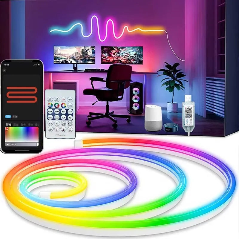 5V USB RGBIC Neon LED Strip (1M to 5M) – Smart, Waterproof & Colour-Shifting Magic for DIY Lighting