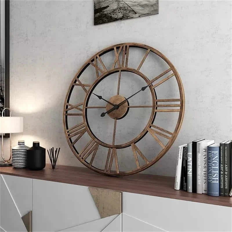 Modern 3D Roman Numeral Wall Clock – Large 40cm Vintage Metal Design for Living Room, Office or Café