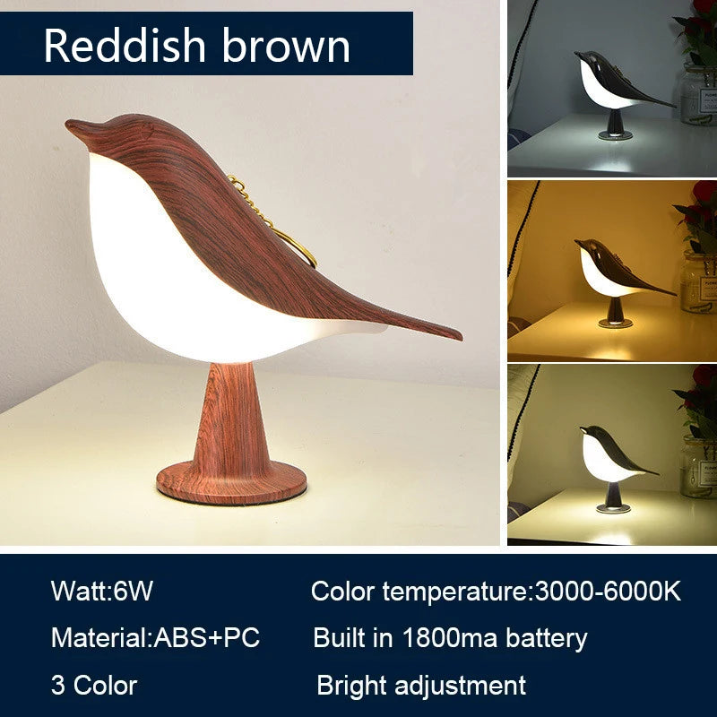 Dimmable Bird LED Night Light – 3 Colour Modes, Touch Control, USB Rechargeable (1800mAh)