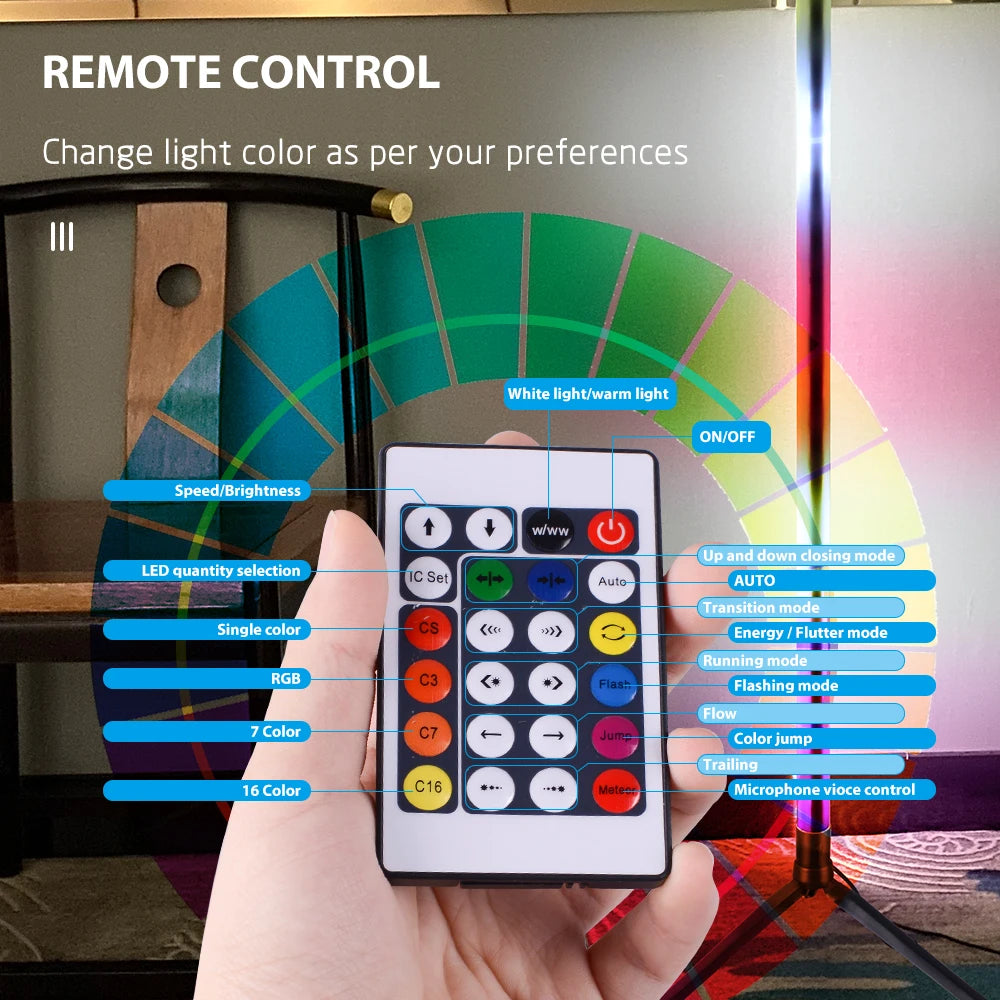 RGB Corner Floor Lamp – Ambient LED Light for Bedroom or Living Room (USB Powered)