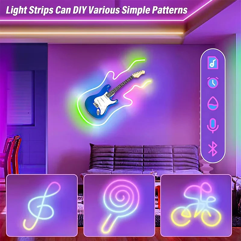 5V USB RGBIC Neon LED Strip (1M to 5M) – Smart, Waterproof & Colour-Shifting Magic for DIY Lighting
