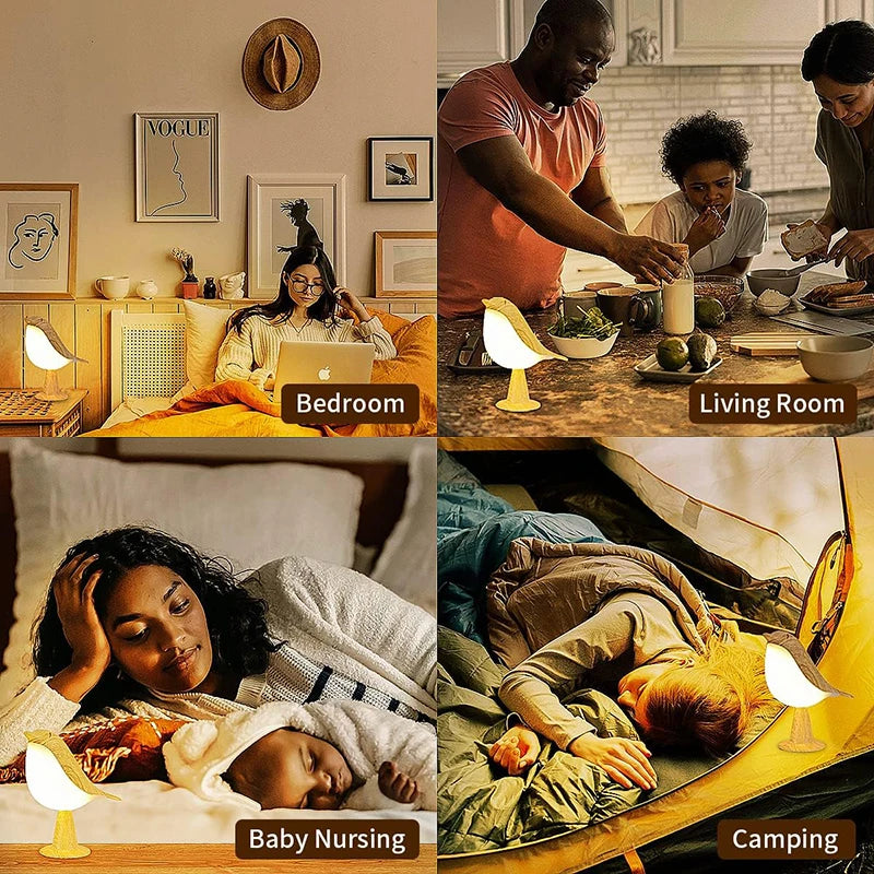 Dimmable Bird LED Night Light – 3 Colour Modes, Touch Control, USB Rechargeable (1800mAh)