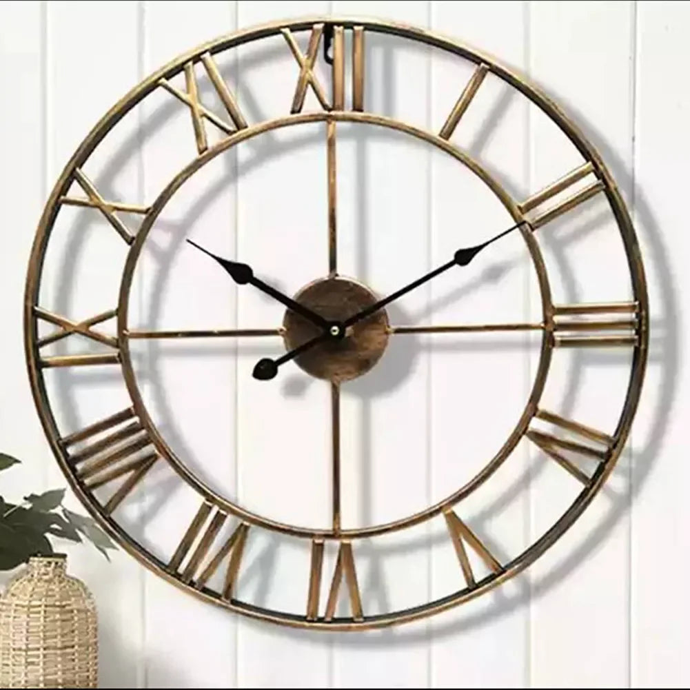 Modern 3D Roman Numeral Wall Clock – Large 40cm Vintage Metal Design for Living Room, Office or Café