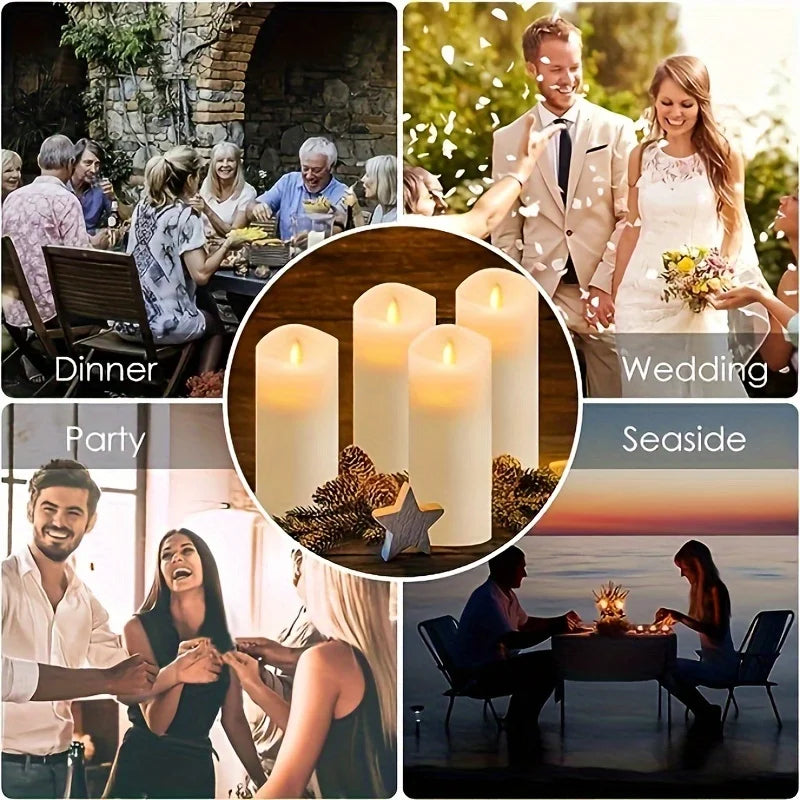 4/10PCS Flameless LED Candles with Remote – Timer Function (2/4/6/8H), Waterproof & Battery Operated – Indoor/Outdoor