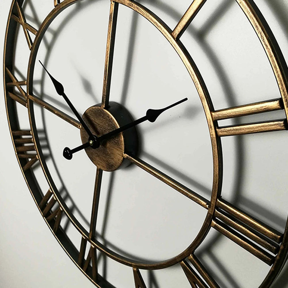 Modern 3D Roman Numeral Wall Clock – Large 40cm Vintage Metal Design for Living Room, Office or Café