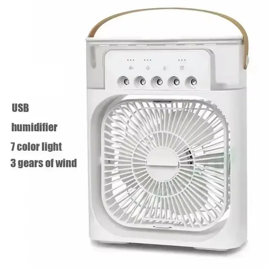 3-in-1 Portable Air Cooler, Humidifier & Fan – USB Mini AC with LED Light for Home, Office or Camping