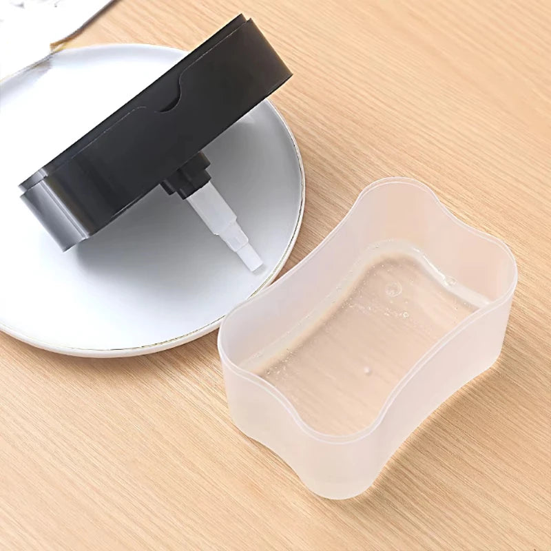 2-in-1 Liquid Soap Dispenser with Sponge – Press-Type Pump for Kitchen or Bathroom Use