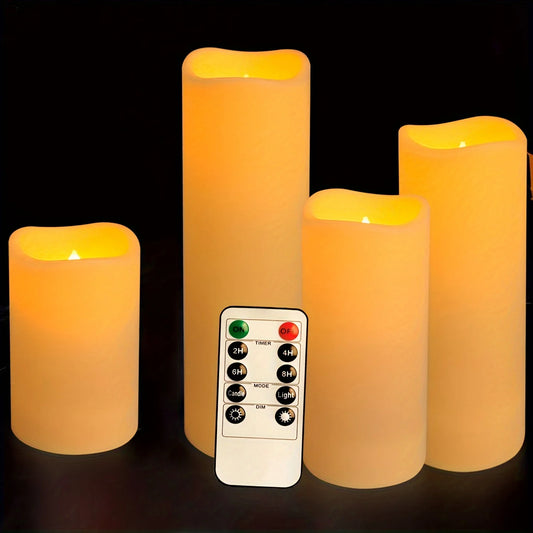 4/10PCS Flameless LED Candles with Remote – Timer Function (2/4/6/8H), Waterproof & Battery Operated – Indoor/Outdoor