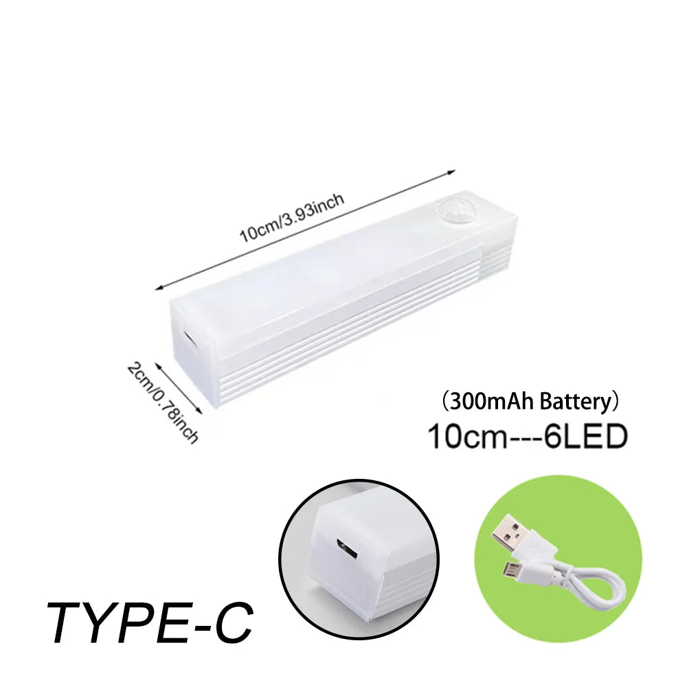 Rechargeable Motion Sensor LED Light – Wireless Cabinet & Stair Lamp with Type-C Charging (Cold/Warm White Options)