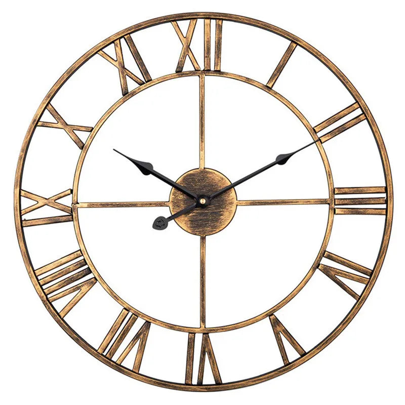 Modern 3D Roman Numeral Wall Clock – Large 40cm Vintage Metal Design for Living Room, Office or Café