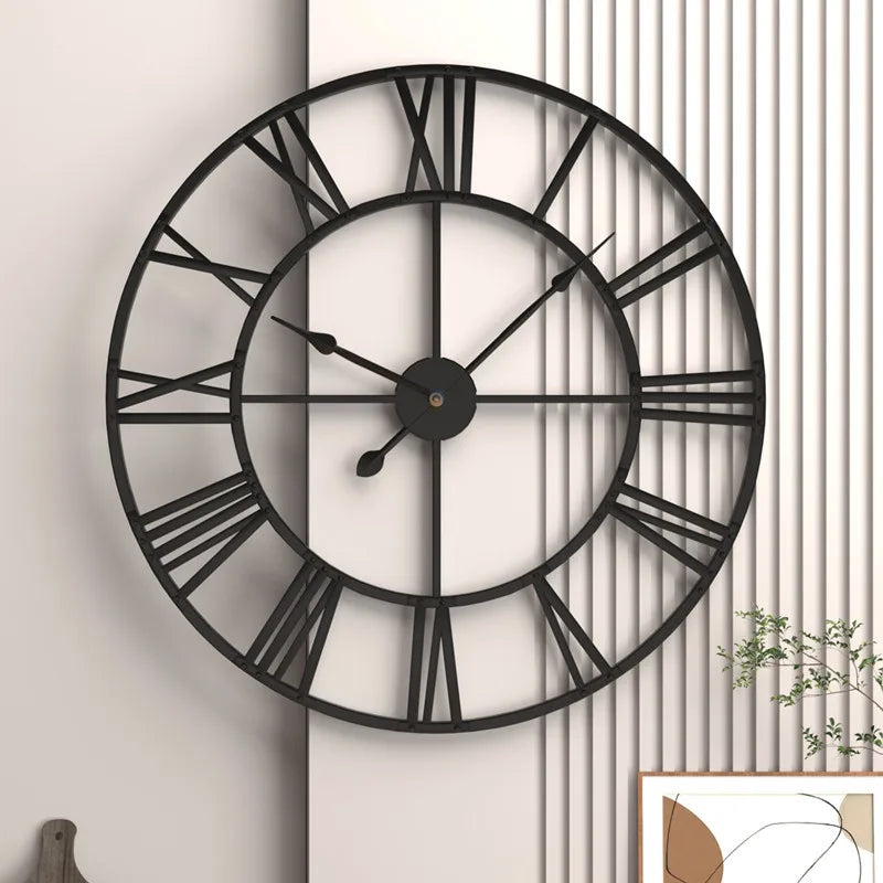 Modern 3D Roman Numeral Wall Clock – Large 40cm Vintage Metal Design for Living Room, Office or Café