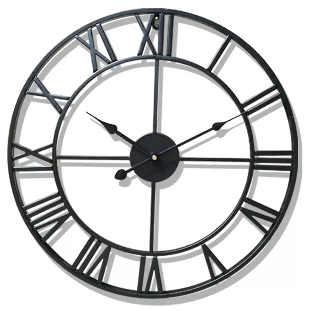 Modern 3D Roman Numeral Wall Clock – Large 40cm Vintage Metal Design for Living Room, Office or Café